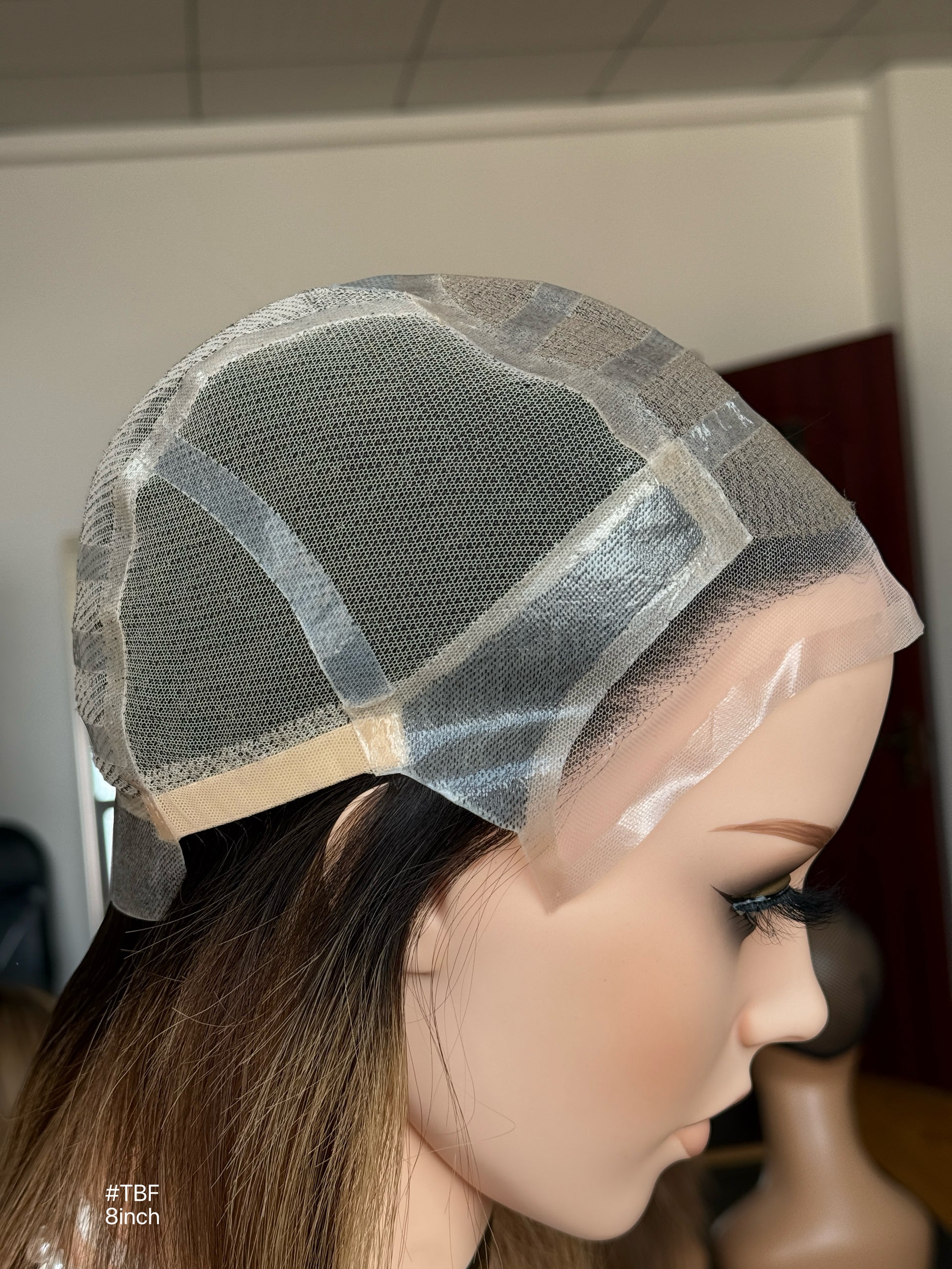 Short Full Hand-Tied Human Hair Medical Wig for Sensitive Scalp - Alopecia Wig 017 - medical wig detail view