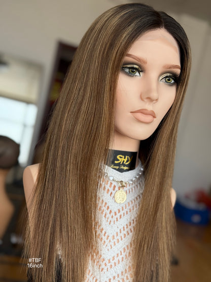 Short Full Hand-Tied Human Hair Medical Wig - Style 018 - detail view