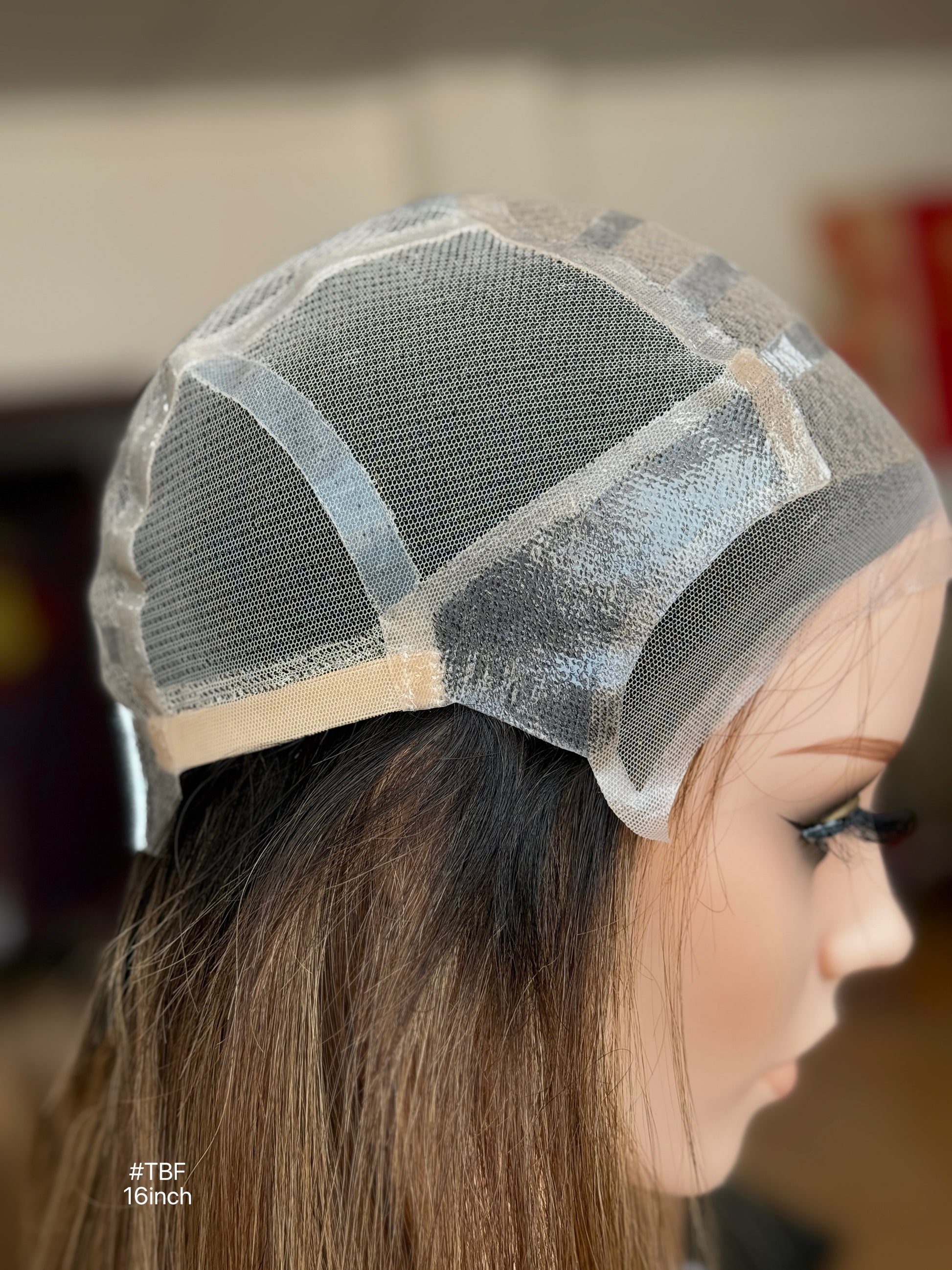 Short Full Hand-Tied Human Hair Medical Wig for Sensitive Scalp - Alopecia Wig 018 - medical wig detail view