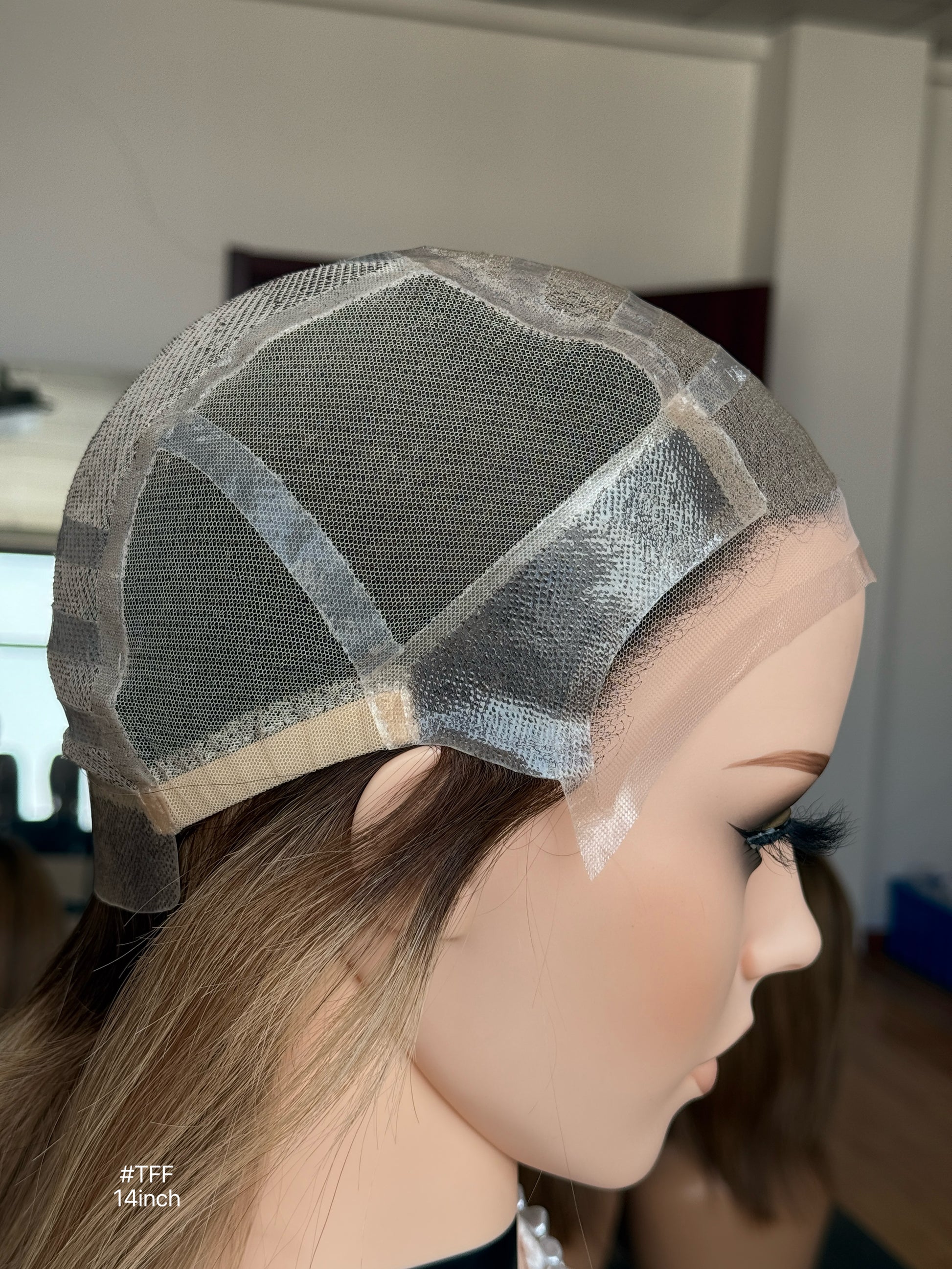 Short Full Hand-Tied Human Hair Medical Wig for Sensitive Scalp - Alopecia Wig 019 - medical wig detail view