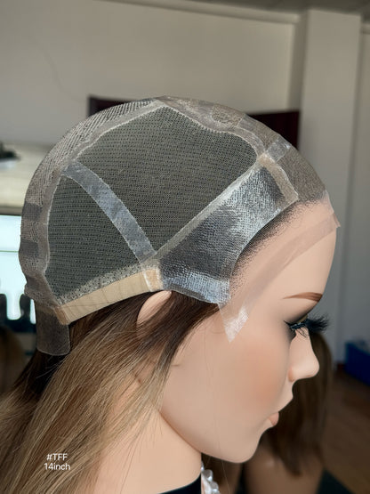 Short Full Hand-Tied Human Hair Medical Wig for Sensitive Scalp - Alopecia Wig 019 - medical wig detail view