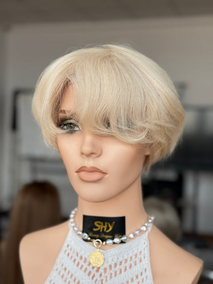Short Full Hand-Tied Human Hair Medical Wig - Style 022 - front view
