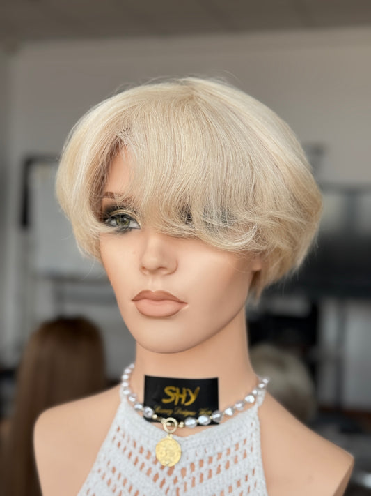 Short Full Hand-Tied Human Hair Medical Wig - Style 022 - front view