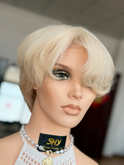 Short Full Hand-Tied Human Hair Medical Wig - Style 022 - detail view