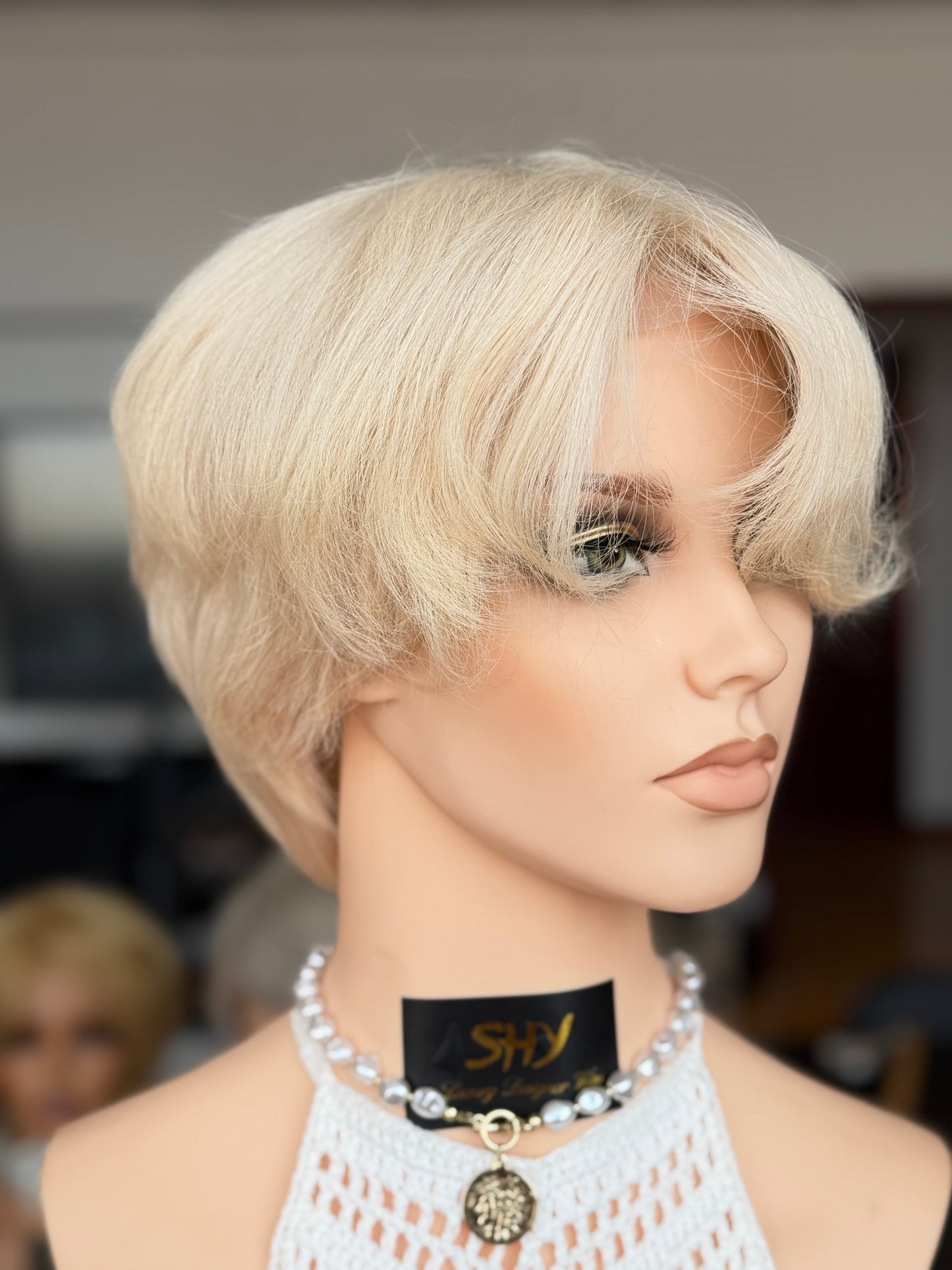 Short Full Hand-Tied Human Hair Medical Wig - Style 022 - detail view