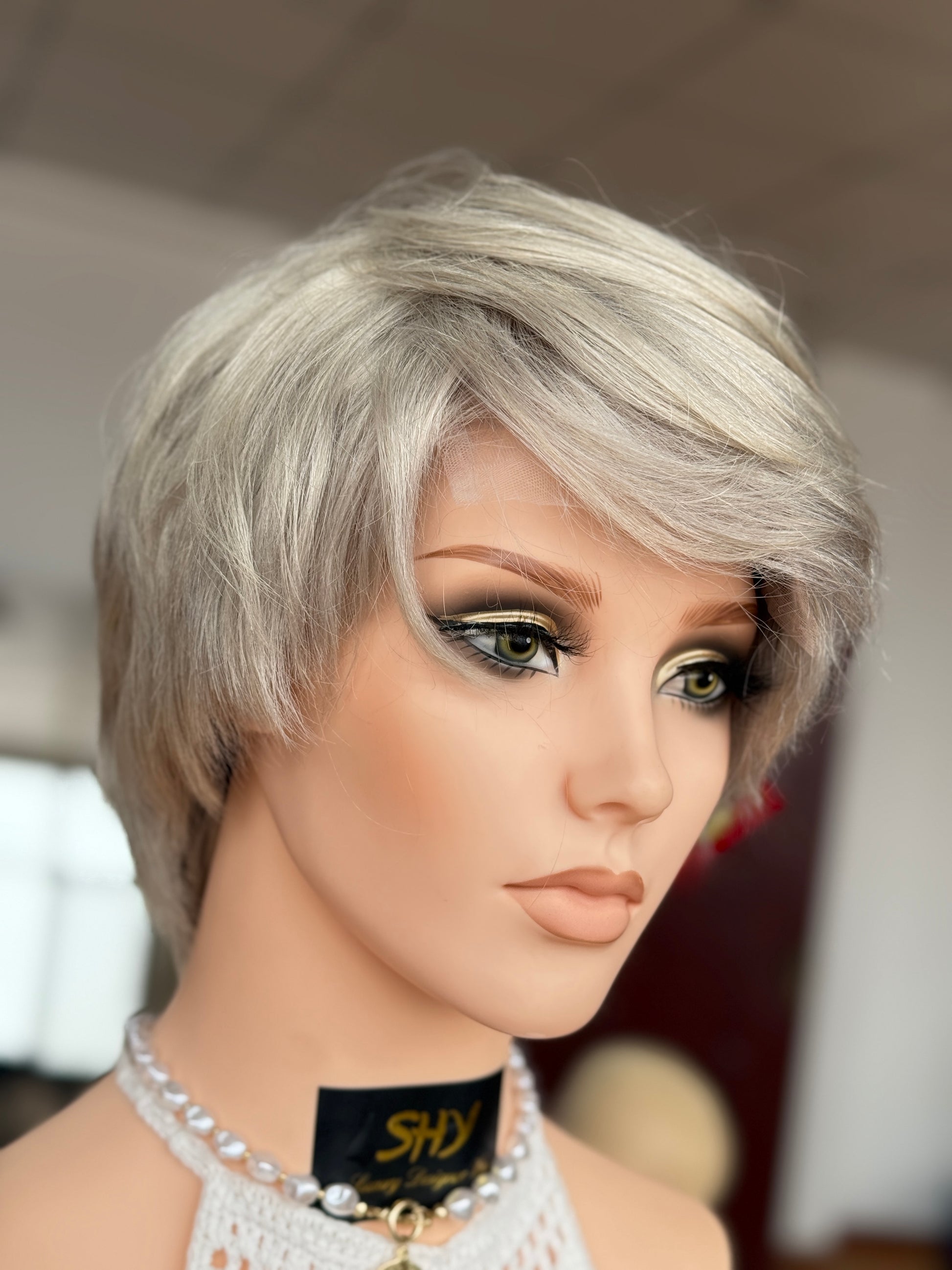 Short Full Hand-Tied Human Hair Medical Wig - Style 029 - detail view