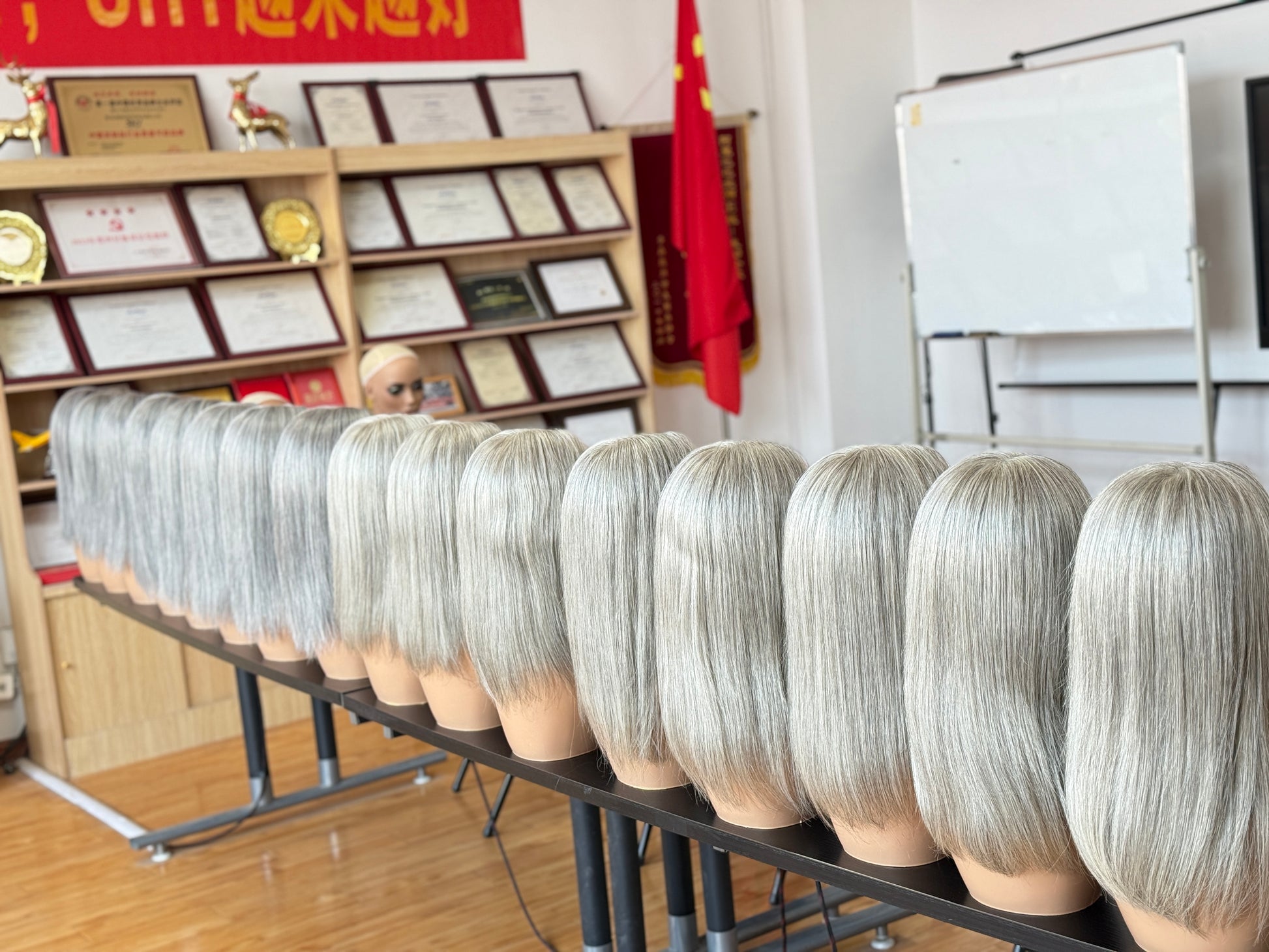 Long Blonde Full Hand-Tied Human Hair Medical Wig - Style 035 - front view