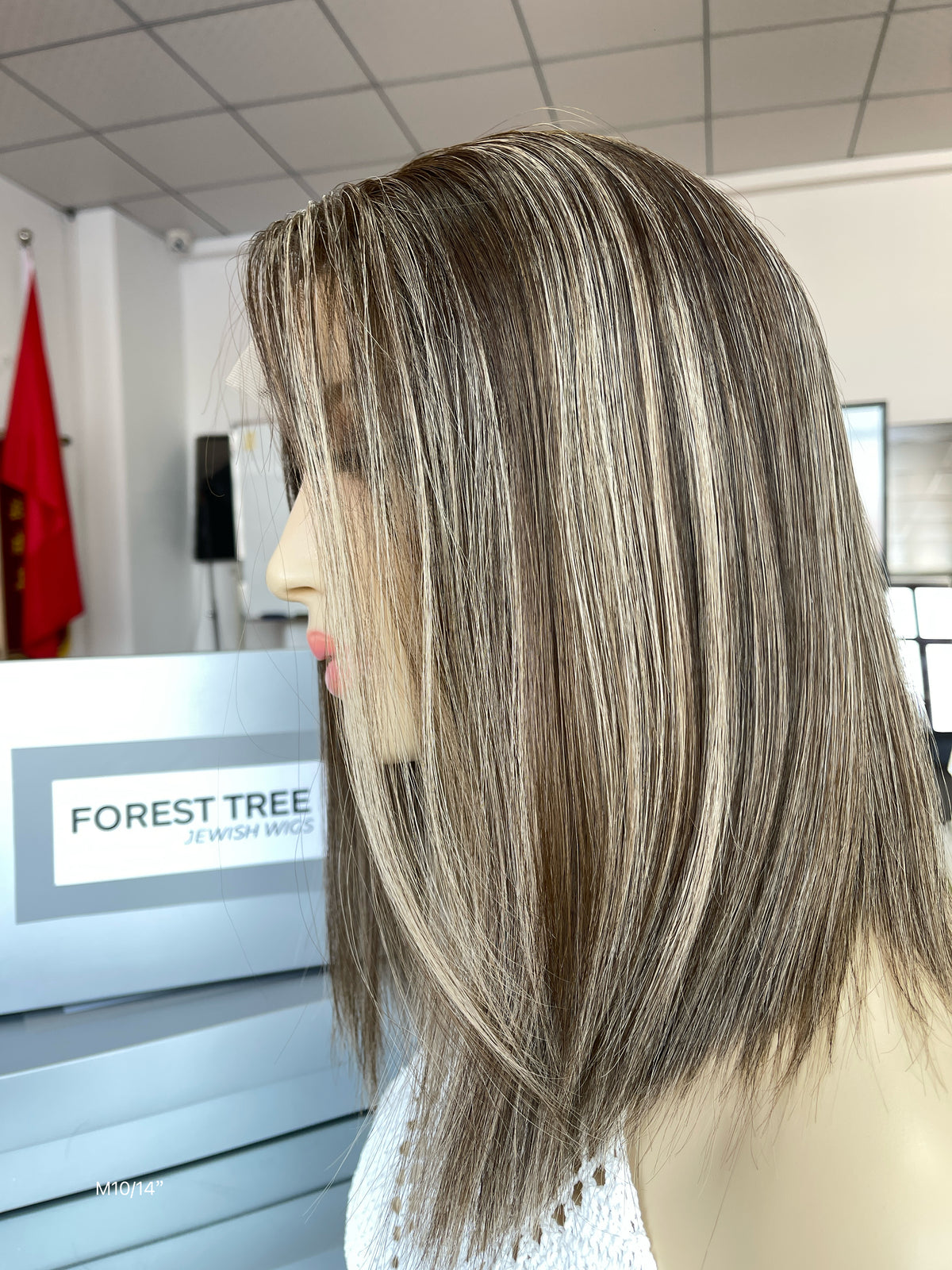 6x3.5 HD Lace Top Mushroom Ash Brown Beige-Blonde Highlighted Middle-Part Straight Human Hair Sheitel Wig — product view 6