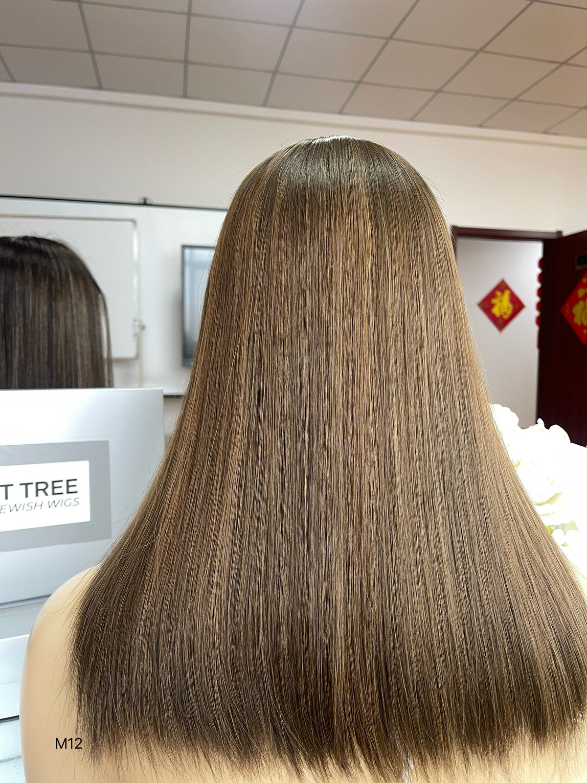 6x3.5 HD Lace Top Warm Medium Brown Middle-Part Straight Human Hair Sheitel Wig — product view 10