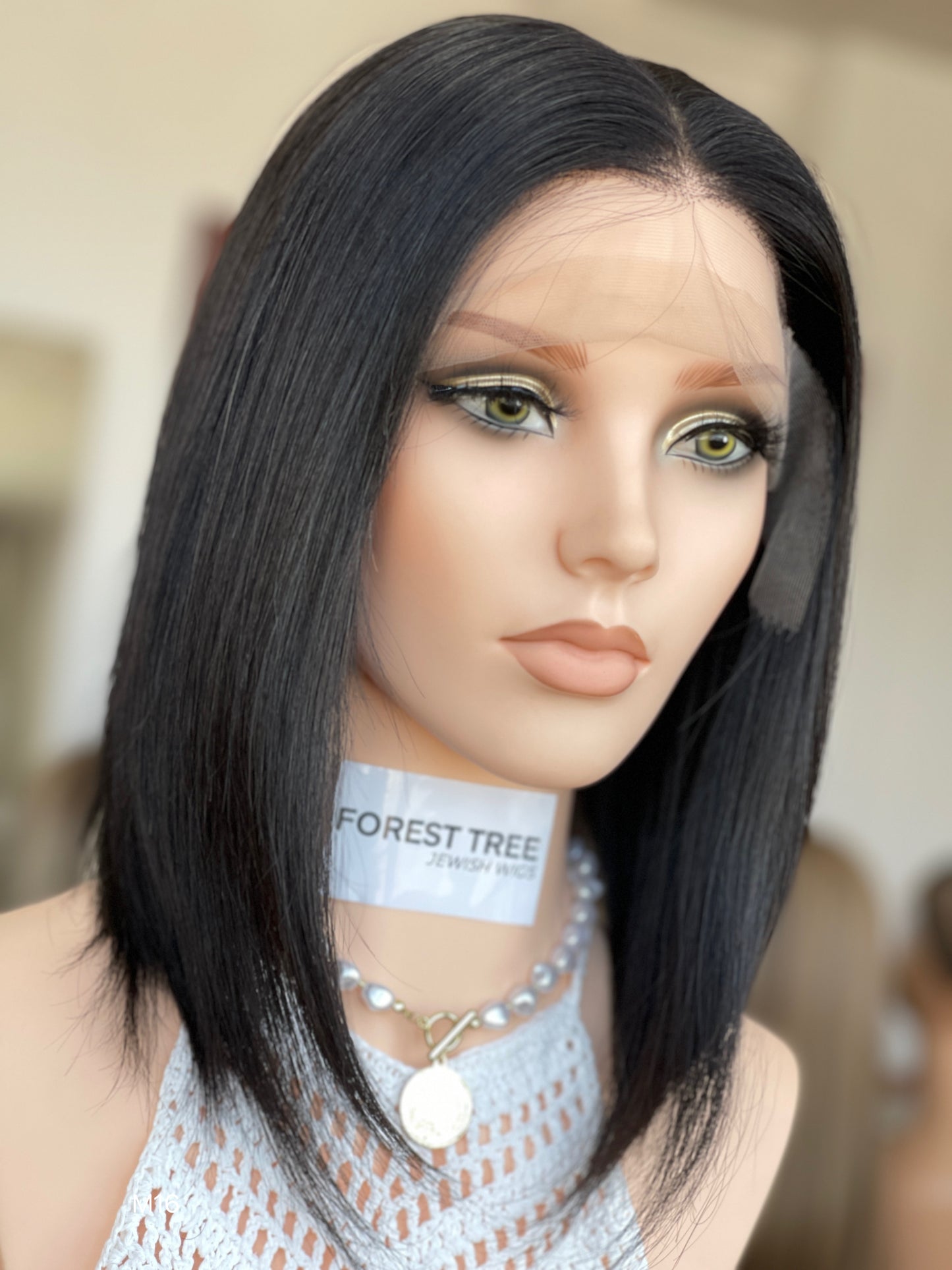 6x3.5 HD Lace Top Natural Black Middle-Part Straight Human Hair Sheitel Wig — front or three-quarter product view