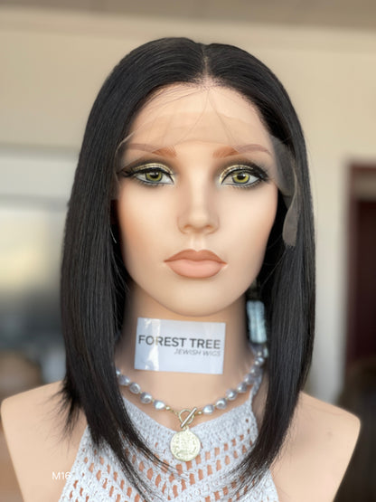 6x3.5 HD Lace Top Natural Black Middle-Part Straight Human Hair Sheitel Wig — product view 2