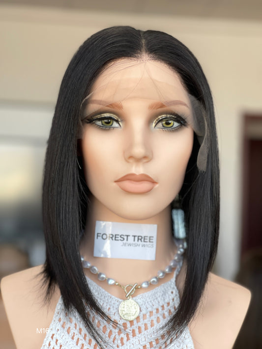 6x3.5 HD Lace Top Natural Black Middle-Part Straight Human Hair Sheitel Wig — product view 2 — alternate view