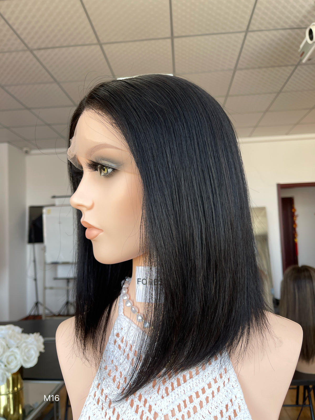6x3.5 HD Lace Top Natural Black Middle-Part Straight Human Hair Sheitel Wig — product view 3