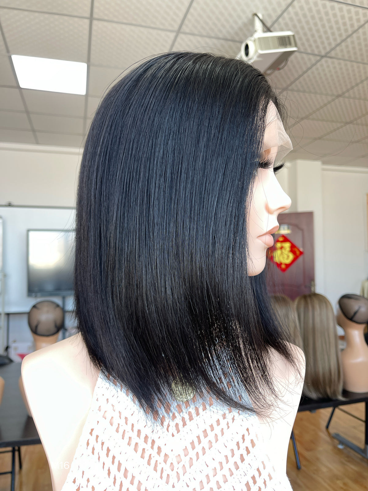 6x3.5 HD Lace Top Natural Black Middle-Part Straight Human Hair Sheitel Wig — product view 4
