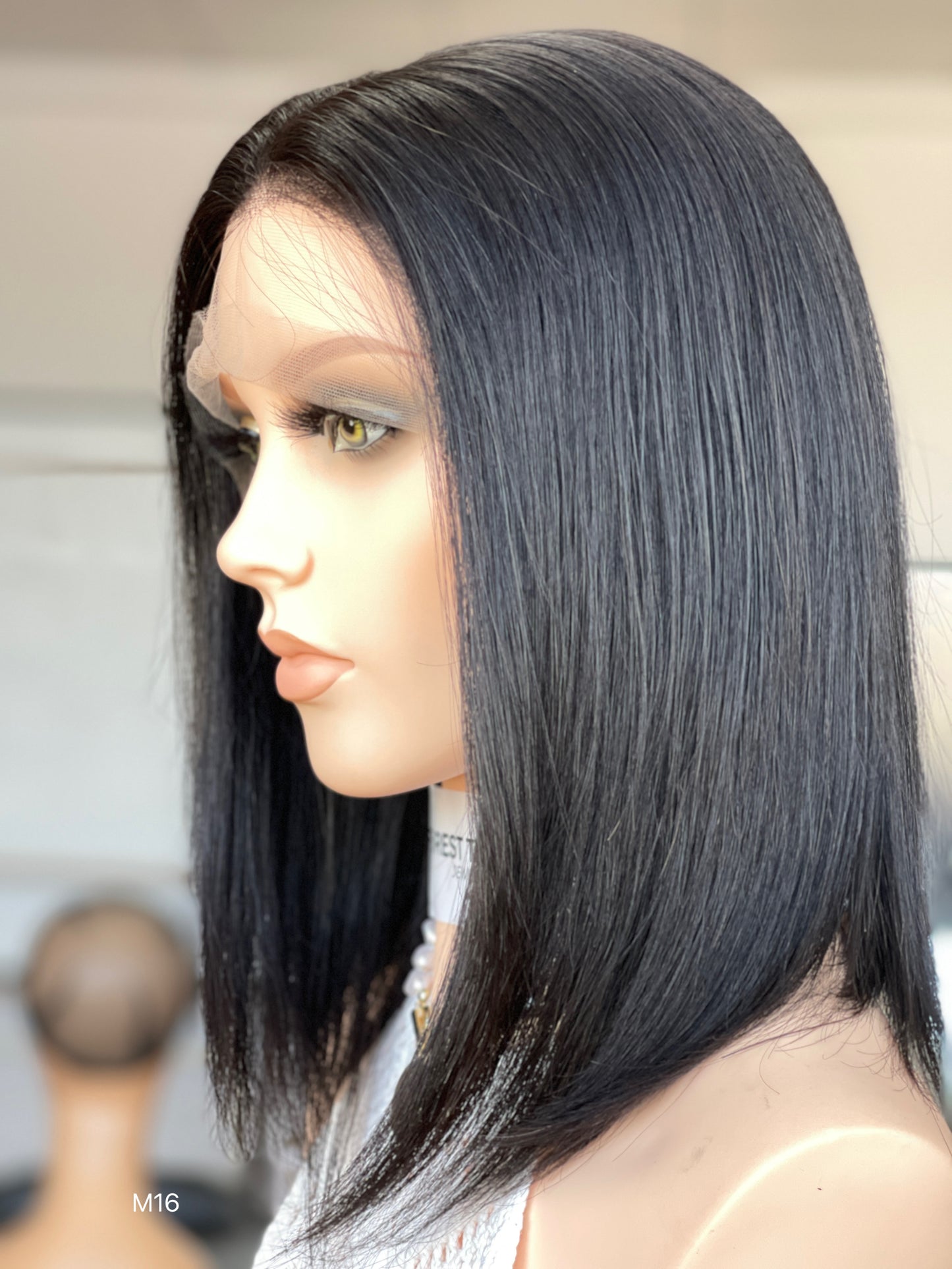 6x3.5 HD Lace Top Natural Black Middle-Part Straight Human Hair Sheitel Wig — product view 6