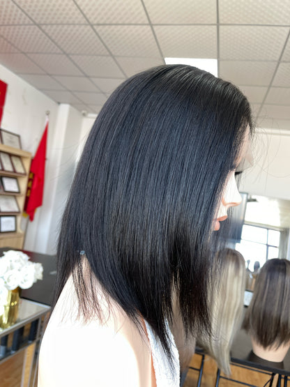 6x3.5 HD Lace Top Natural Black Middle-Part Straight Human Hair Sheitel Wig — product view 9