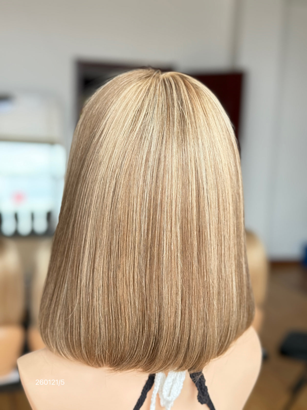 HD 13x5 Ash Brown Beige Highlighted Middle-Part Straight Human Hair Patch Lace Front Bob Wig view 7