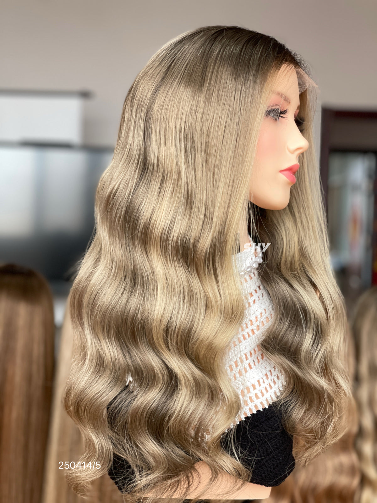 HD 13x5 Ash Brown Blonde Balayage Body Wave Human Hair Patchwork Lace Wig product view 4