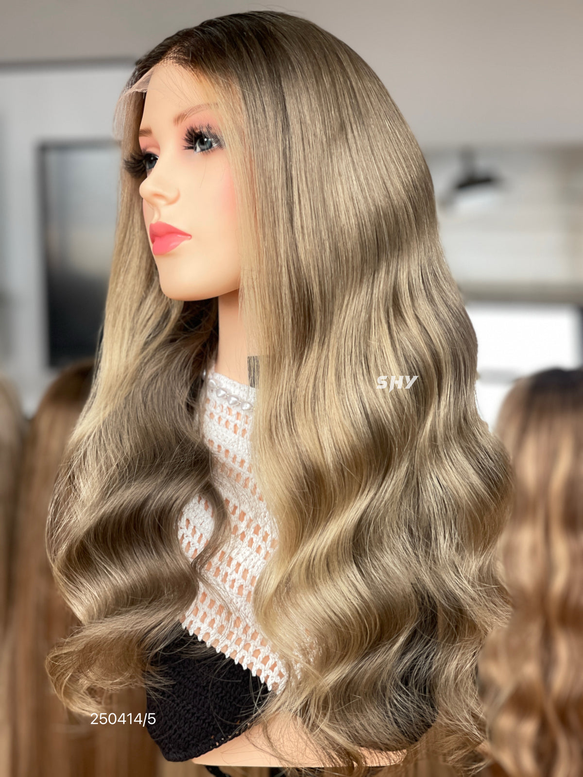 HD 13x5 Ash Brown Blonde Balayage Body Wave Human Hair Patchwork Lace Wig product view 6