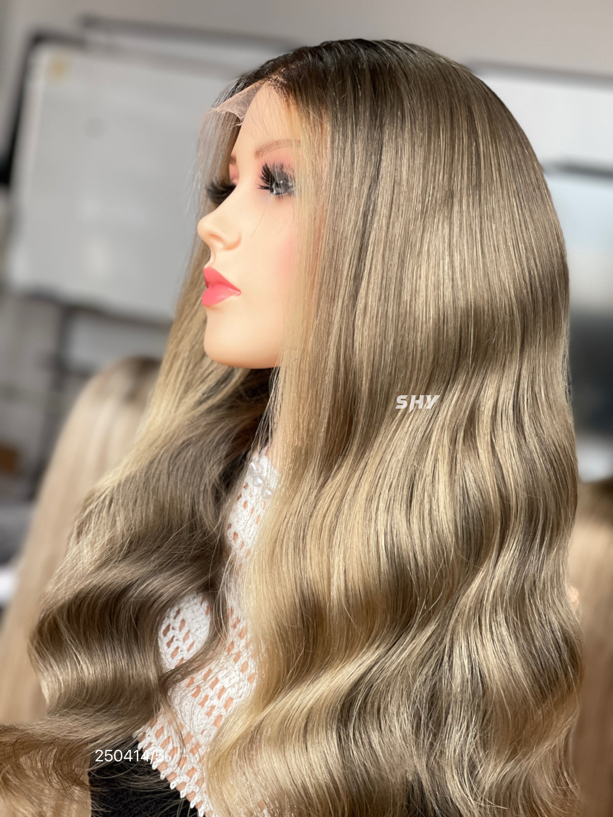 HD 13x5 Ash Brown Blonde Balayage Body Wave Human Hair Patchwork Lace Wig product view 7
