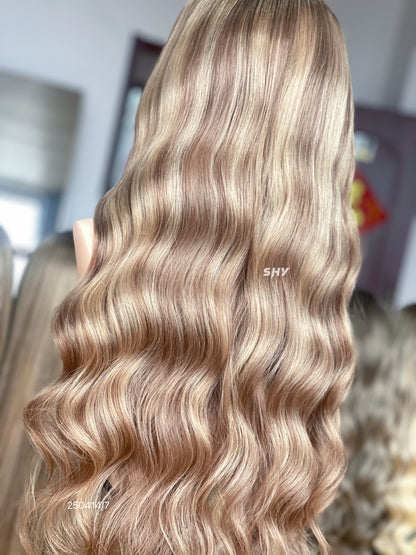 HD 13x5 Rose Gold Beige Blonde Body Wave Human Hair Patchwork Lace Wig product view 10