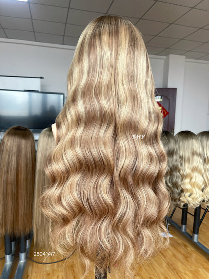 HD 13x5 Rose Gold Beige Blonde Body Wave Human Hair Patchwork Lace Wig product view 11
