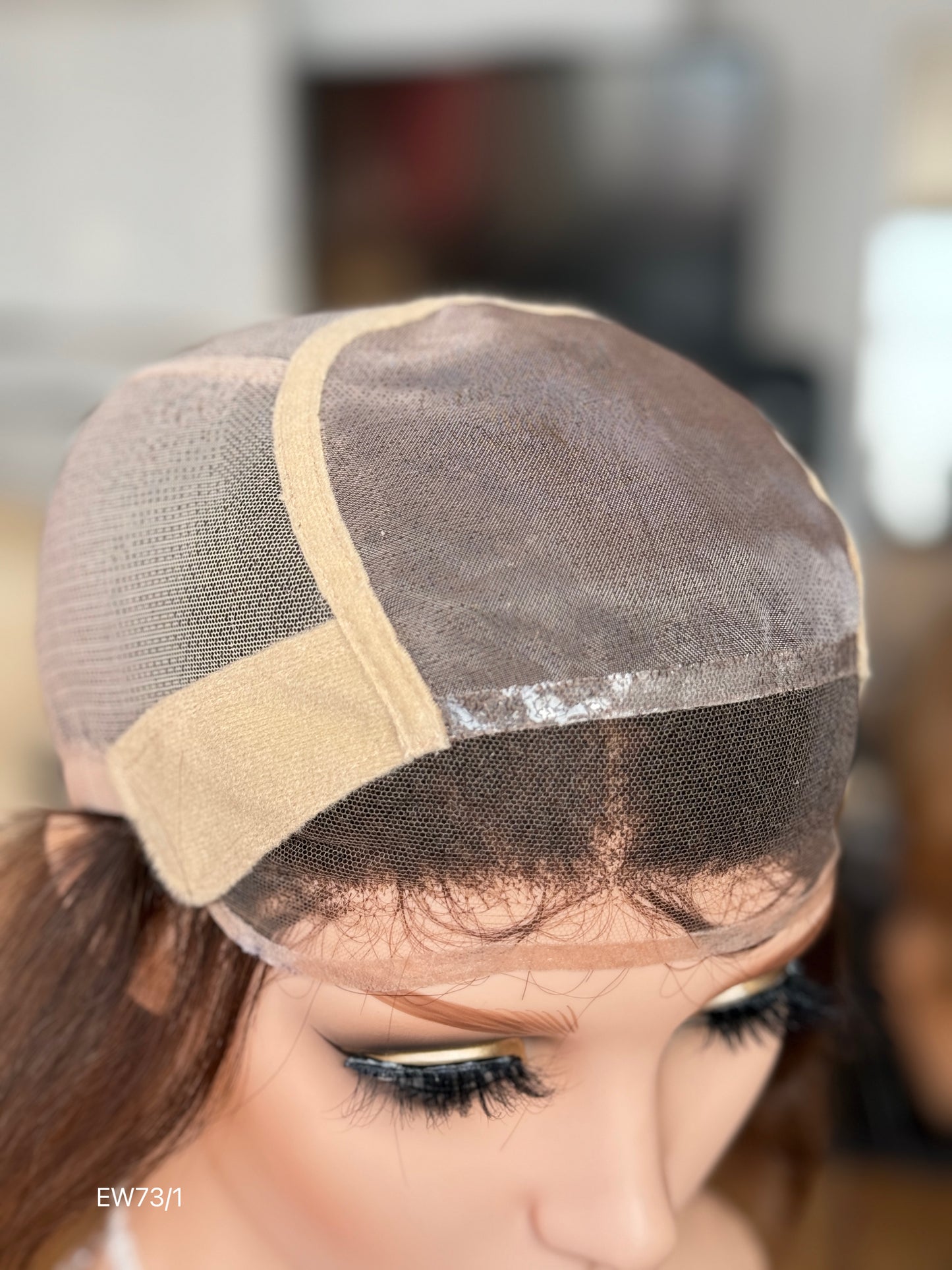 Deep chocolate brown European human hair mono top medical wig - image 1723