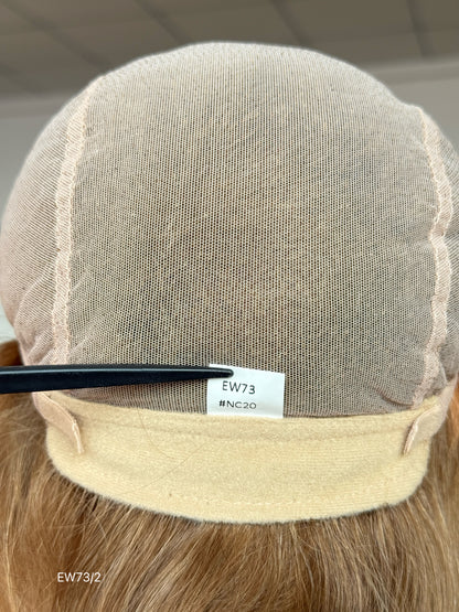 Warm chestnut brown European human hair mono top medical wig - cap back